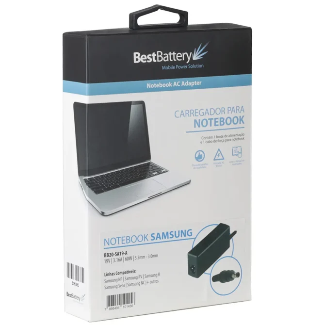 FONTE PARA NOTEBOOK SAMSUNG 19V 3.15A 60W BB20-SA19-A